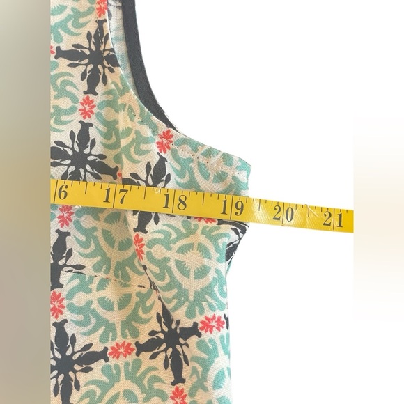 Talbots Aqua Blue White Print Linen Blend Sheath Dress Pockets Size 12 Coastal - Picture 8 of 9